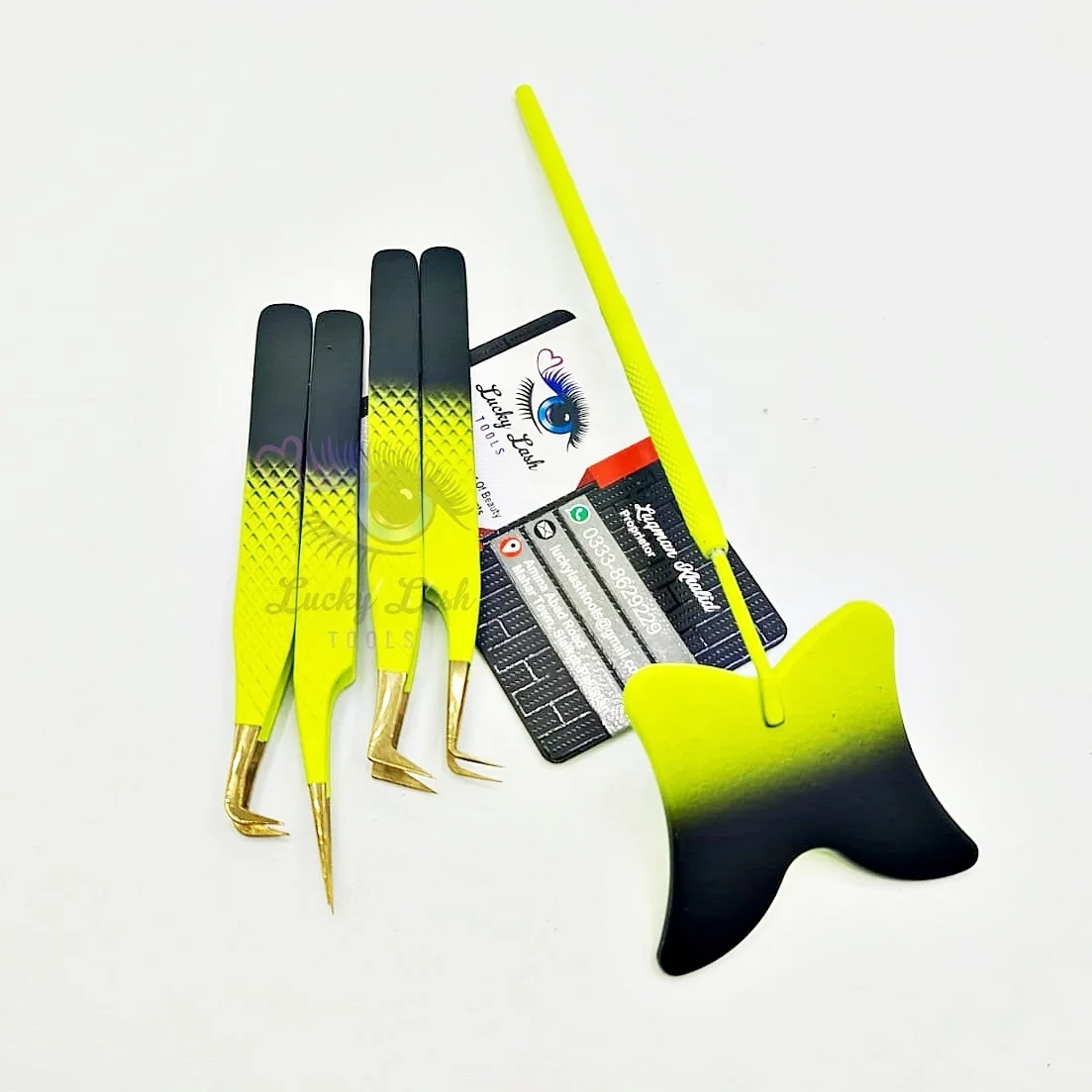 Green And Black Drop Color Combination with Butterfly Shape Mirror Eyelash Extension Tweezers Solid Stainless Steel Customized