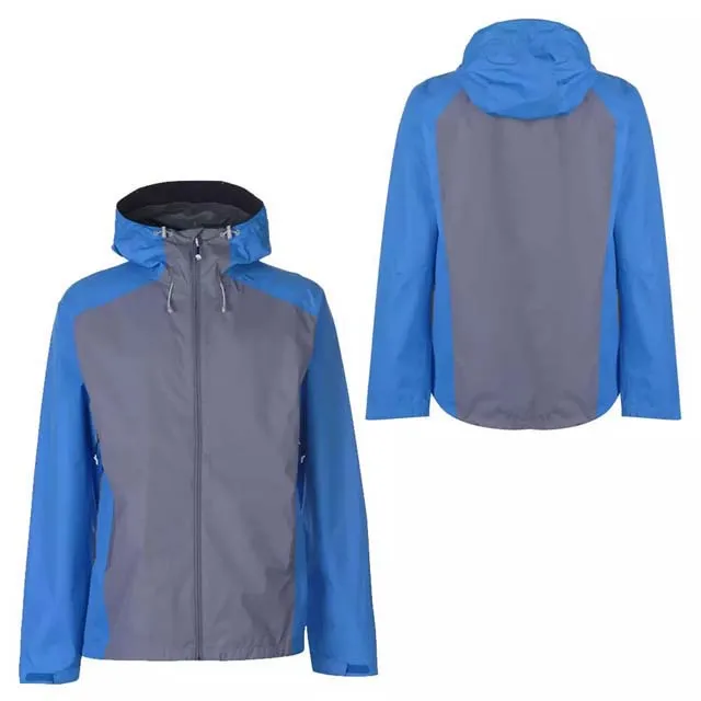 Outdoor Rain Wear Water Proof Jackets Blue and Grey Custom Colors 100%Cotton Nylon Gym Fitness Zipper Unisex Rain Jacket 2022