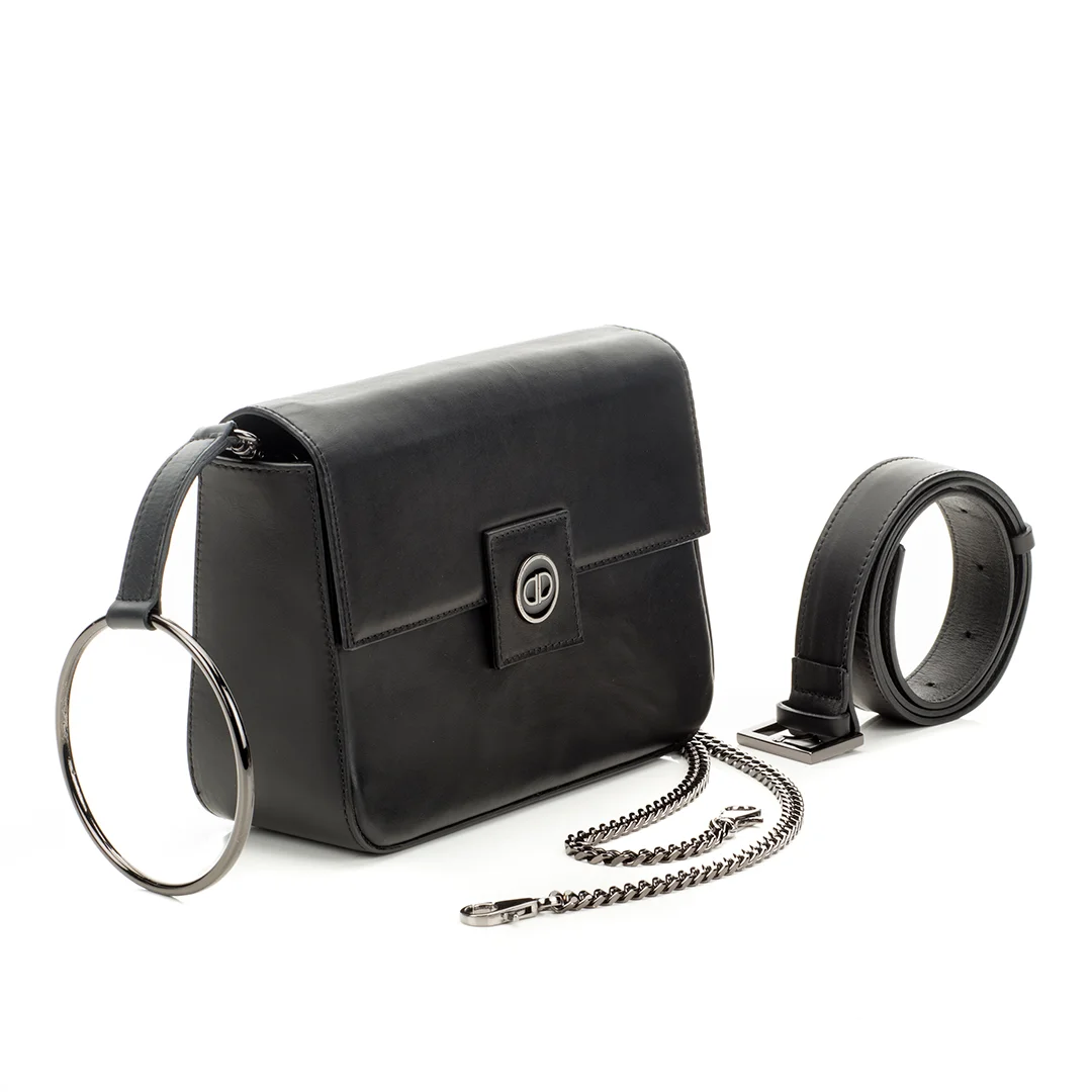 Лучшее качество Сделано в Италии из натуральной телячьей кожи; Для женщин; Цвет черный сумка через плечо на пояс сумка-мешок полный играть