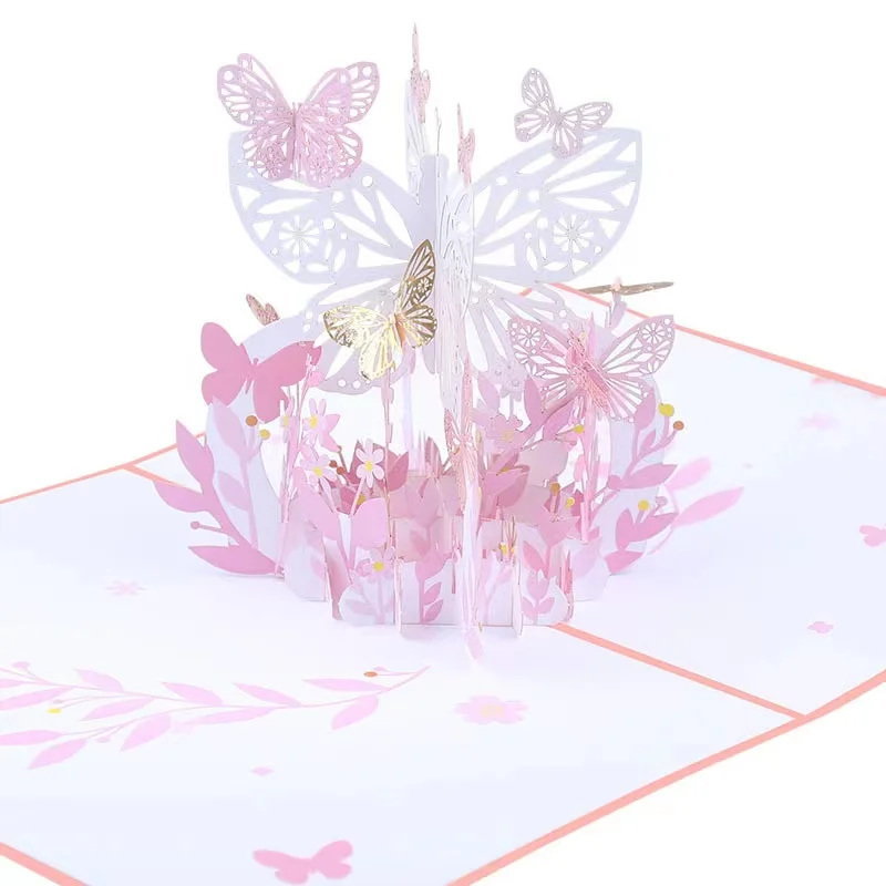 Best Price custom greeting cards DIY butterfly 3d pop up gift cards birthday greeting valentine day thank you cards