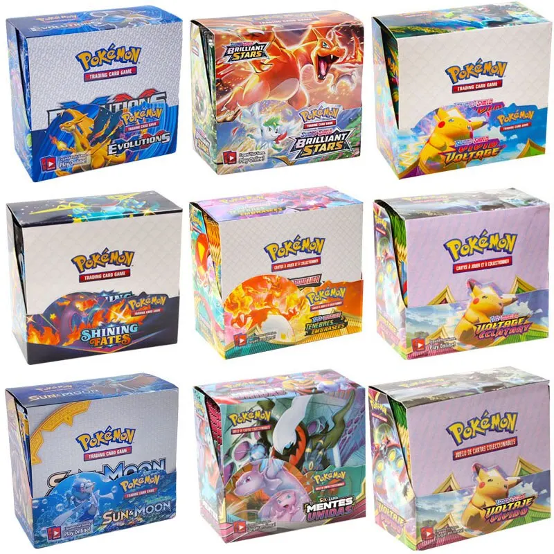 324/360Pcs Pokmon English French Spanish TCG: Hidden Fates Evolutions Booster Collectible Trading Card Game Interactive Toy