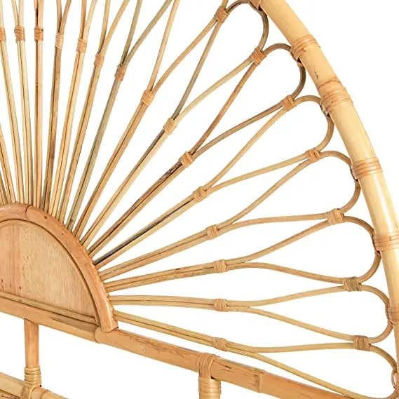 TH-H8136 High Quality Luxury Vintage Rattan Headboard Rattan Bedhead Honey Half Moon