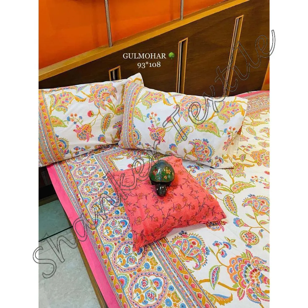 Modern 3pcs Romantic Floral Bed Sheet and Pillow Cover Set New Design Cotton Filling for Home or Hotel Use