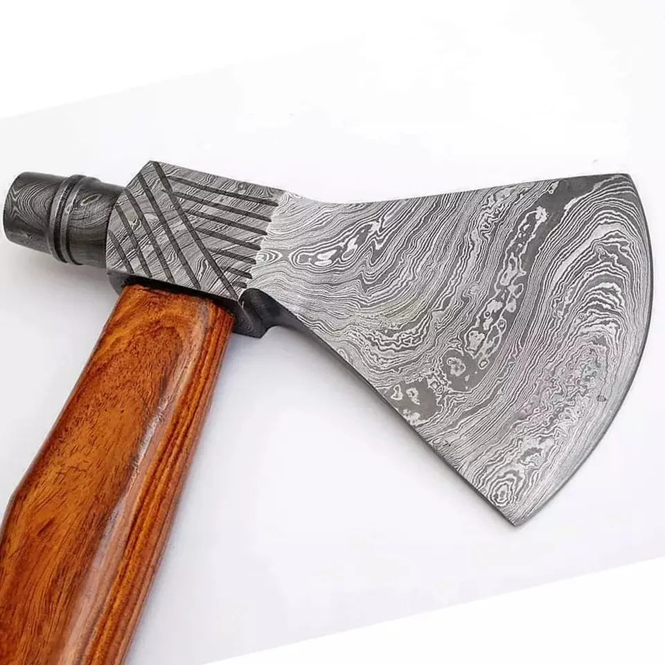 Профессиональный дамасский Топор Ручной работы, топор из дамасской стали, курительная трубка, розовая деревянная ручка и кожаный футляр