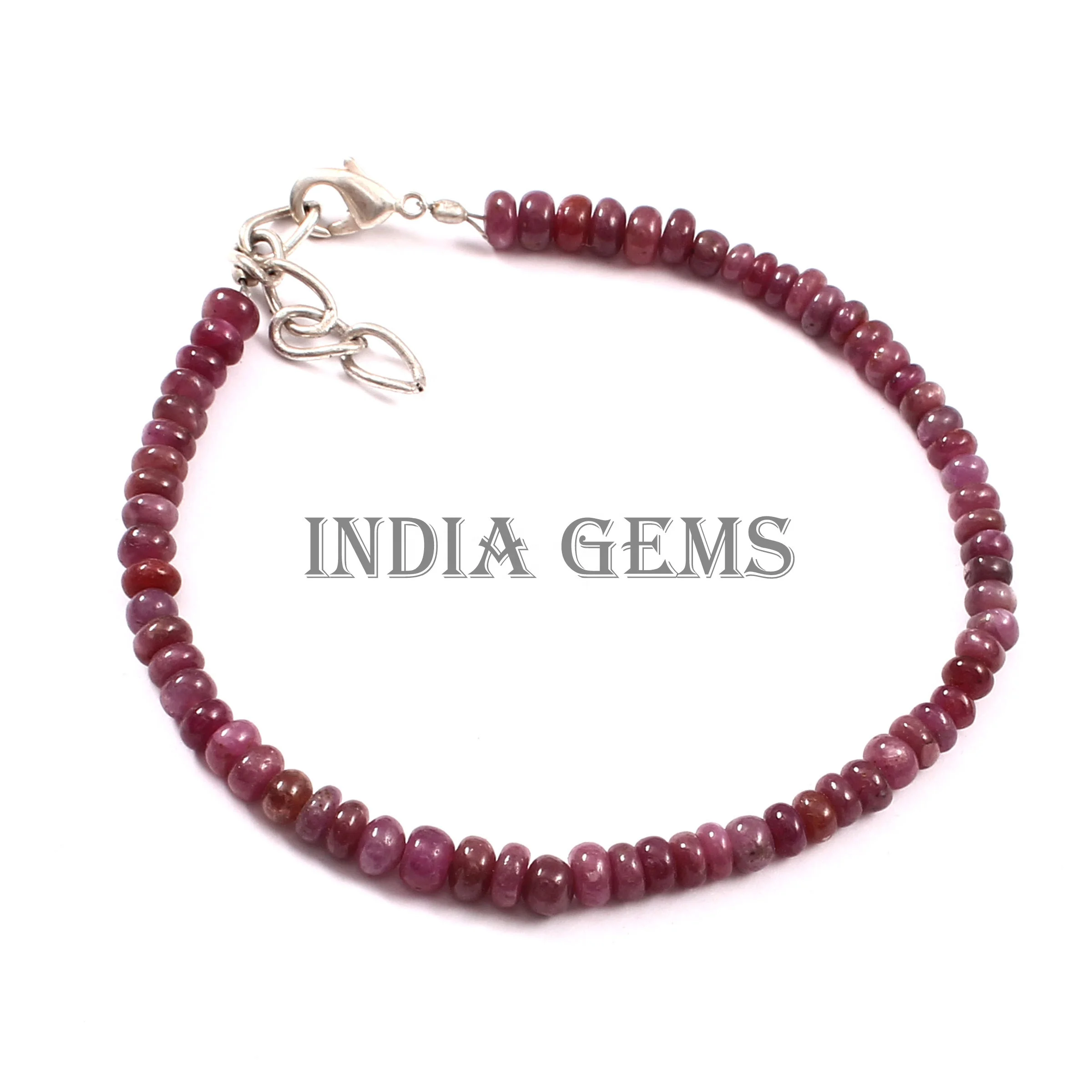 Natural Ruby Bracelet Beaded Gemstone Rondelle 925 Silver Jewelry Bracelet Ruby Gems Healing Stone Adjustable Bracelets Gift