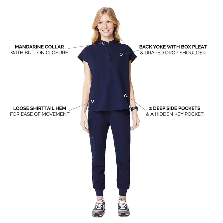 Best Quality Customized Fashionable Stretchy Unisex Stretchy Comfortable Medical Nurse Scrubs Sets Hospital Uniform Suits