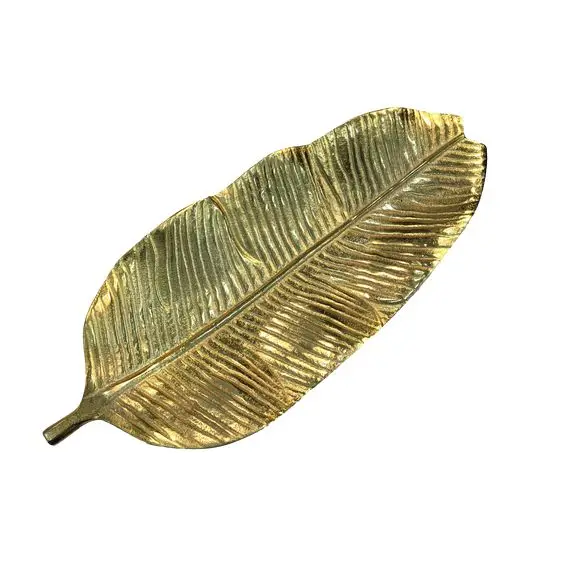 Leaf Shape Simple Design Serving Tray with Sugar Pot Decorative Food Safe Metal Kitchenware Tray for Home Restaurant & Hotel