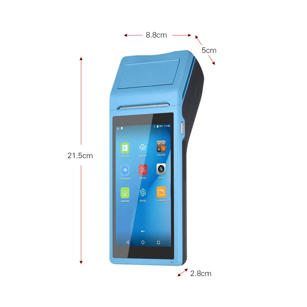 Android POS Terminal Receipt Printer, 58mm Handheld Barcode Scanner Printer with 5.5in IPS Display