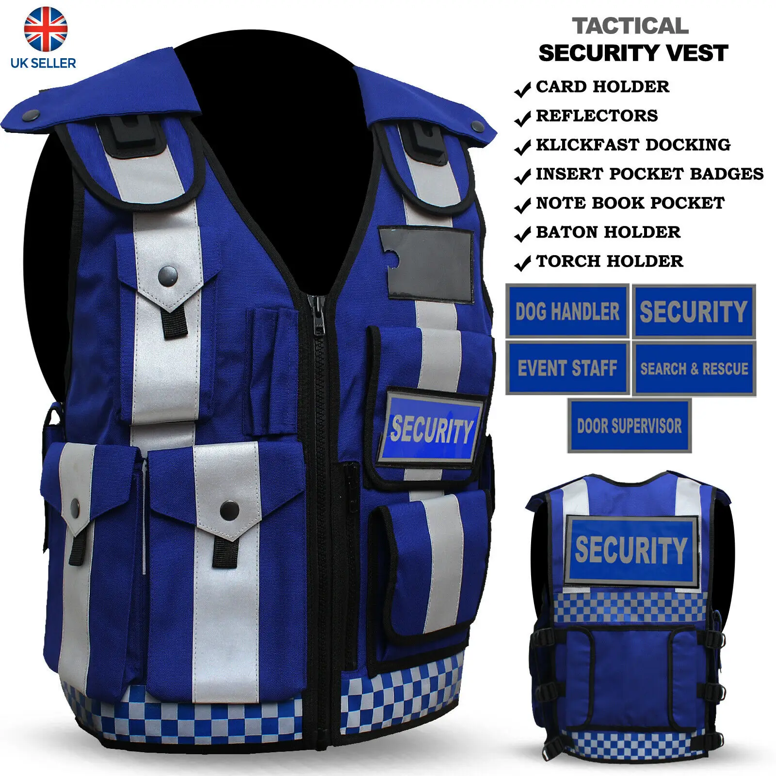 SECURITY VEST TACTICAL VEST DOG HANDLER ENFORCEMENT SECURITY CCTV VEST SEARCH & RESCUE SUPERVISOR REFLECTOR TAC JACKET BY SPALL