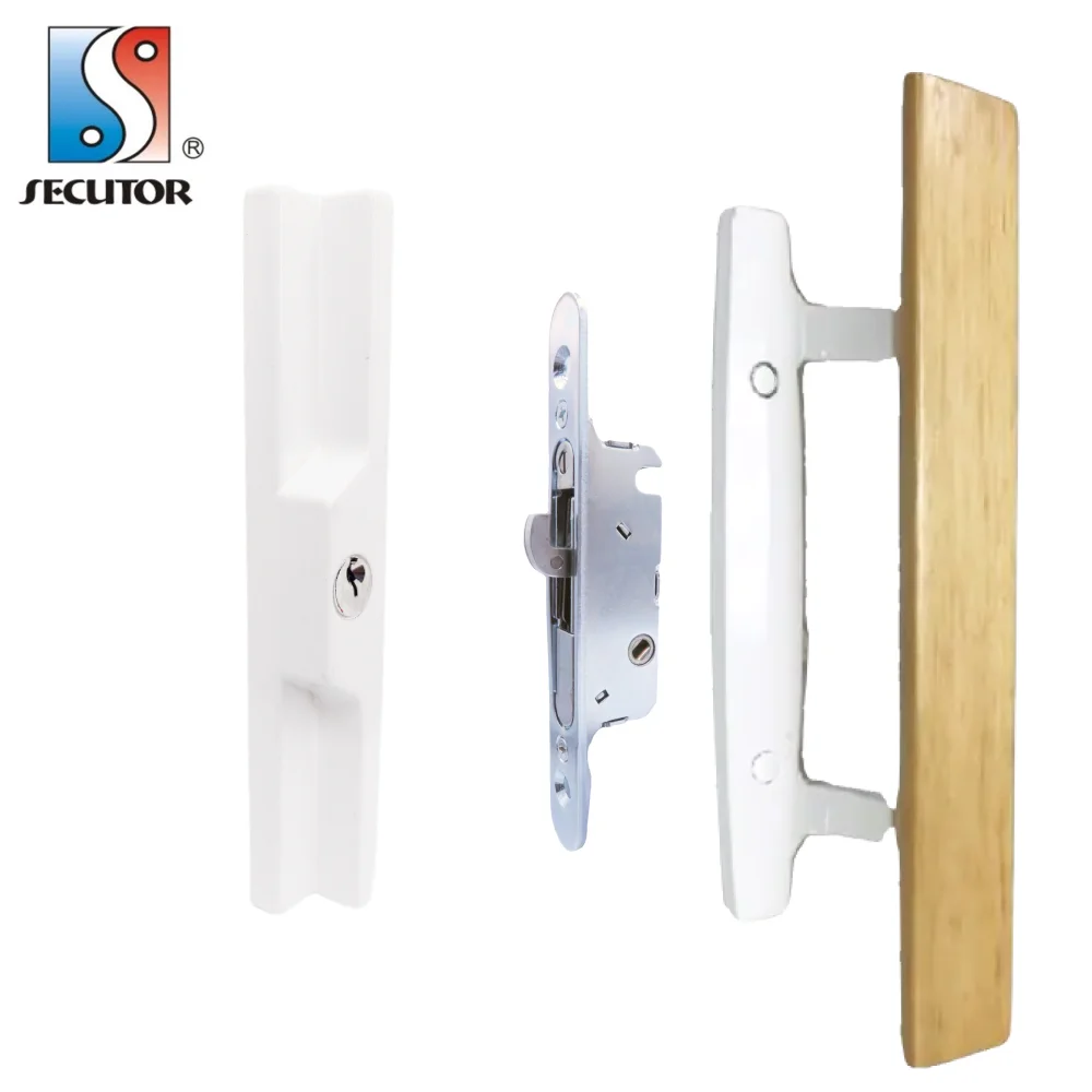 Sliding patio door handle and security lock with key cylinder