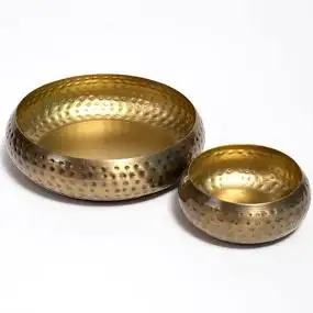 Brass Gold Brass Hammered Chocolate Bowl gold plated & silver bowl