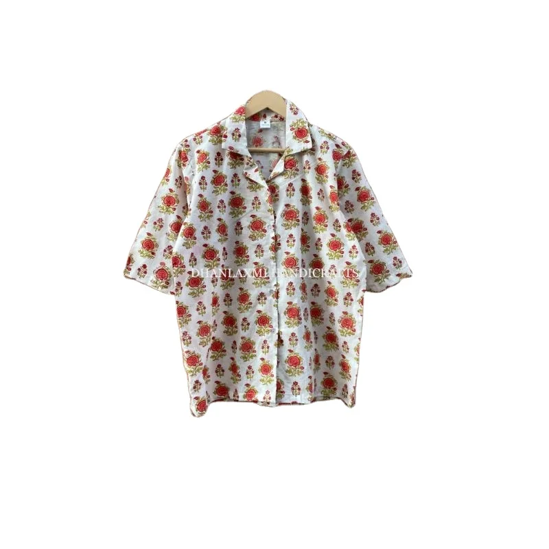 Индийские хлопковые рубашки на пуговицах хлопковая рубашка с цветочным принтом для рубашек Мужские приталенные коротким рукавом летние пляжные