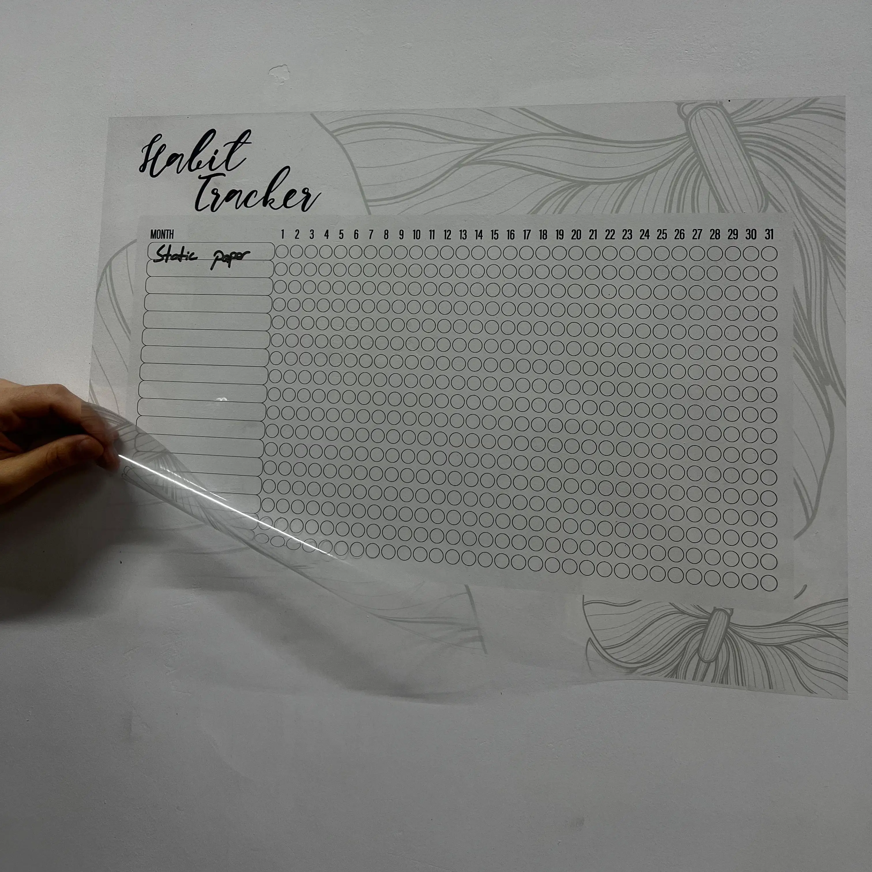 Reusable Monthly Planner Organizer Model-12 Durable Polystyrene Material Dry-Erase Whiteboard Surface Static Electricity Holding