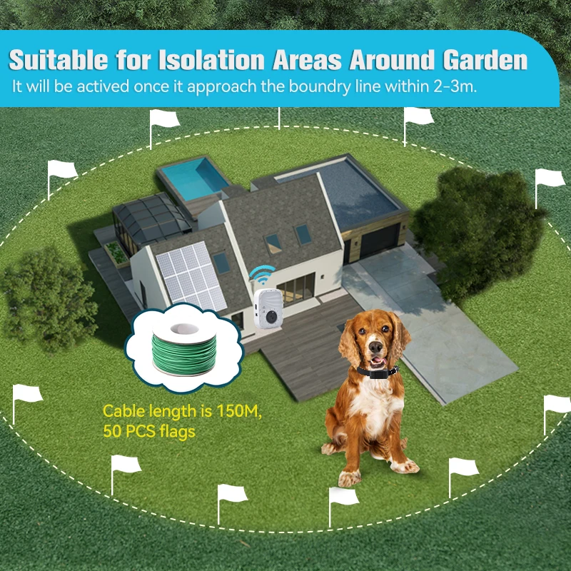Электрический забор для собак | Невидимый забор для собак | Подземный забор для собак с водонепроницаемыми перезаряжаемыми приемниками Ton/Shock C