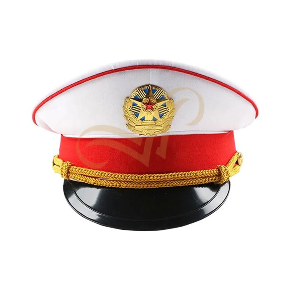 Wholesale Low MOQ Party Dress Officer Hat Logo Design Officer Hats Uniform Accessories Pairs