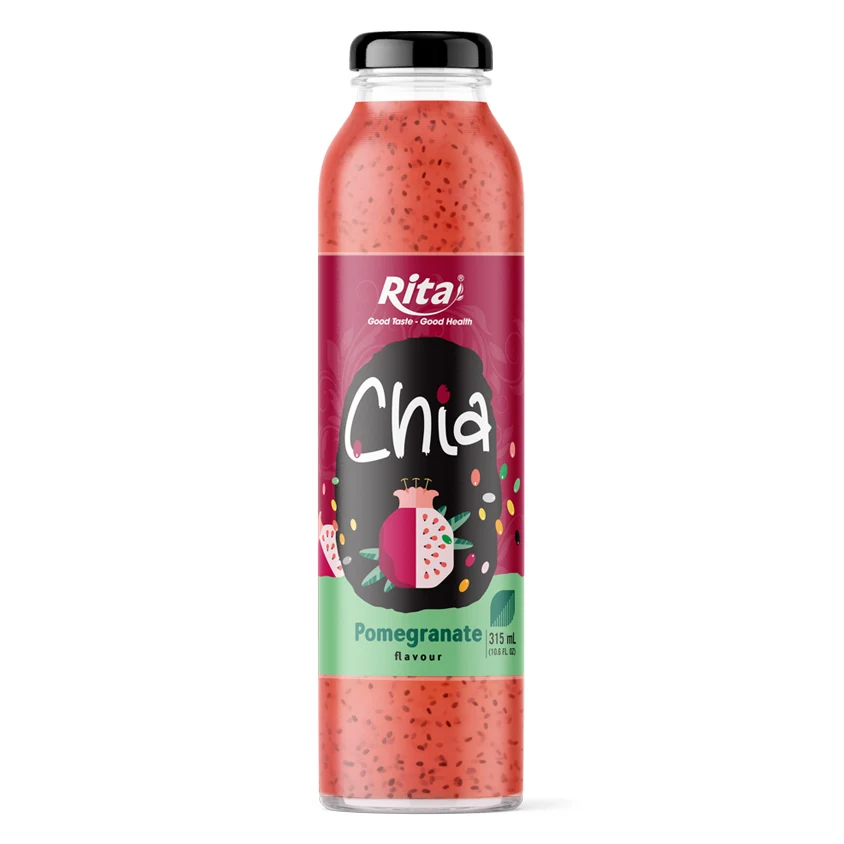 Customized Tropical Manufacturer 10.6 fl oz glass bottle pomegranate chia seeds to juice good quality at low price in Vietnam