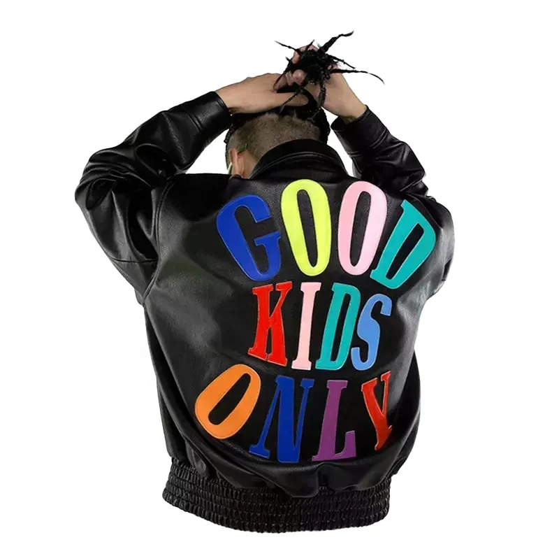 Hip Hop Style Streetwear Motorcycle Riding Jacket Rubber Printing Vintage Men Leather Jacket