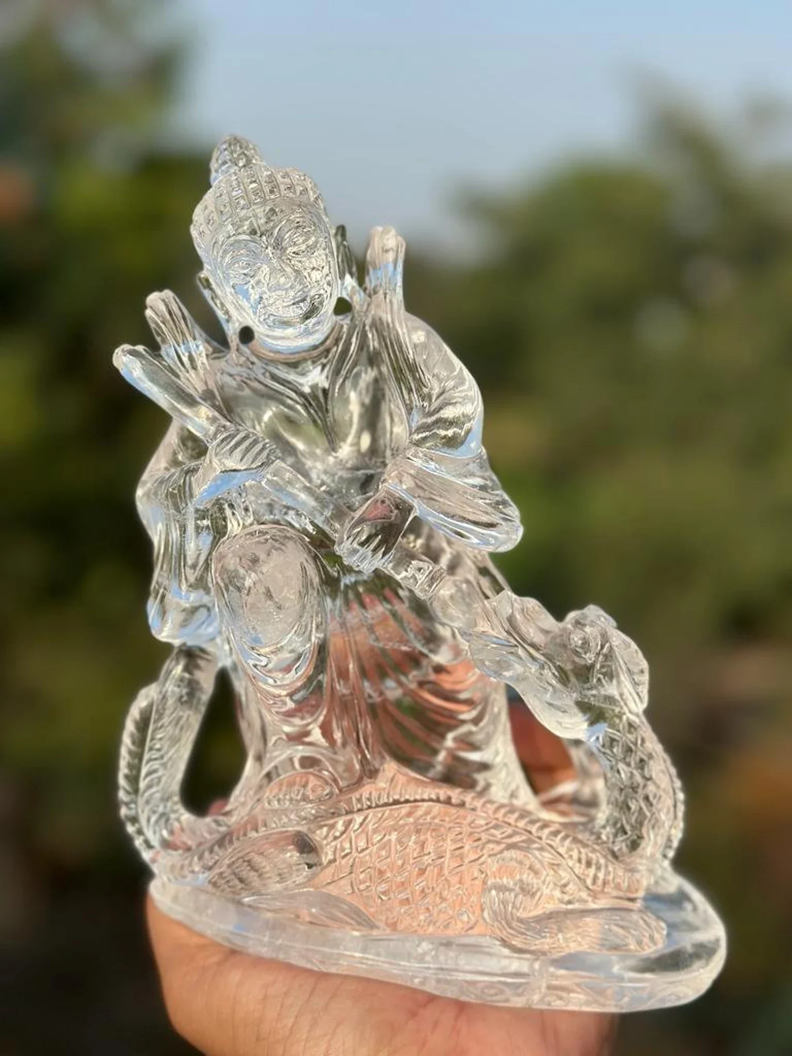 AA Clear Quartz Chinese Saviour Hunting Dragon Carving Feng Shui Home Decor Semi-Precious Stone Crystal Dragon Hunter Sculpture