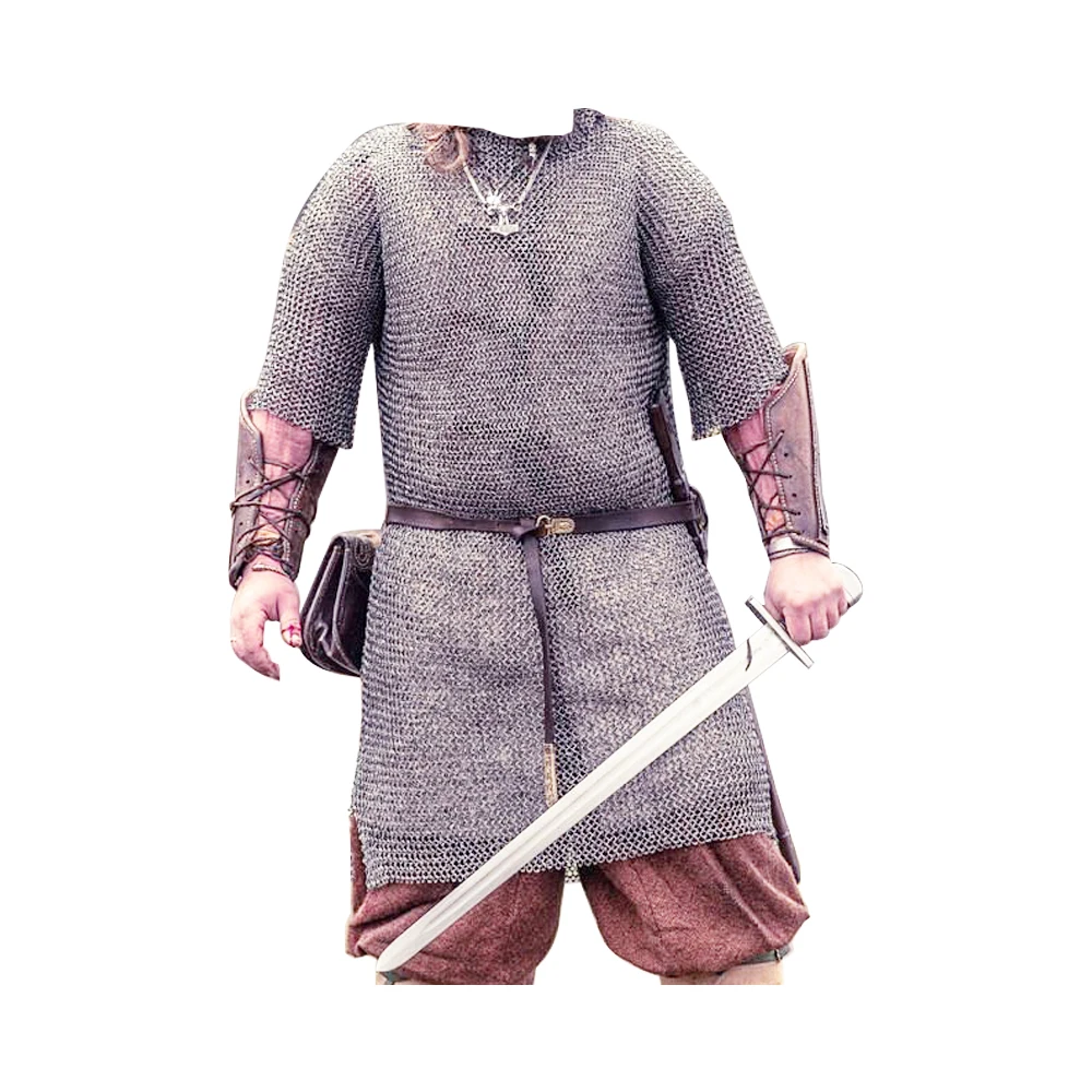 Medieval Edge Hauberk Flat Riveted Wedge Chain Mail Rings Assembled In Order To Make Armor