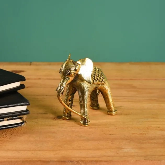 Brass Dhokra Art Elephant  Handcrafted Statue