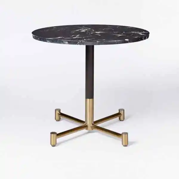 Hot Selling Premium Design Modern round Grey Marble Top Wooden Table Unique Center Coffee Table for Living Room Indoors Use