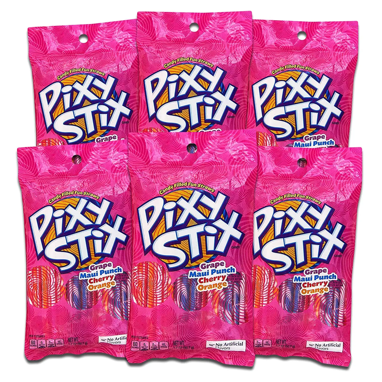 Wonka Pixy Stix Candy Filled Straws 3.2 Ounce [6-Bags]