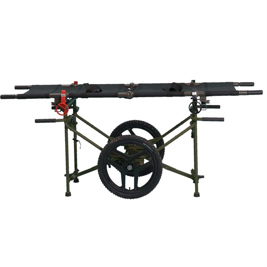 Folding and portable filed rescue natural disasters two wheeled stretcher carry litter cart transfer the wounded in rugged areas