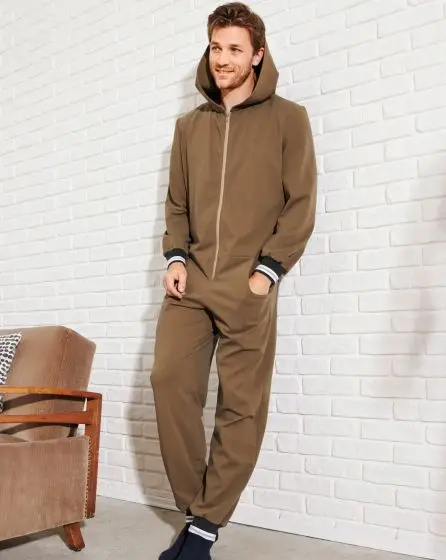 Onesie - 100% Cotton Polyester OEM Long Sleeve Adult Mens Cotton Stretched Onesie