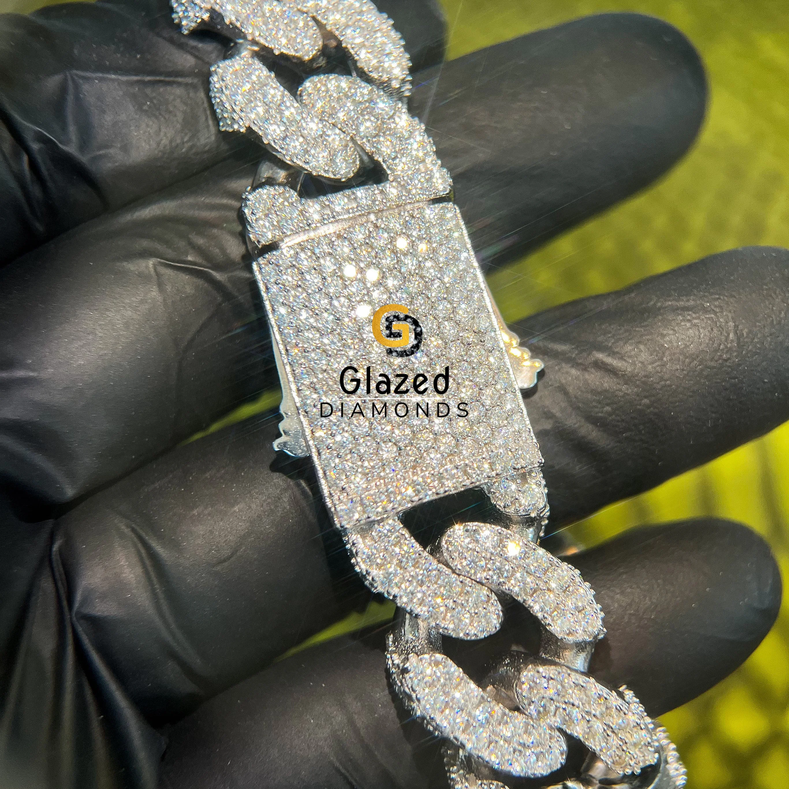 Most Unique 925 Sterling Silver Hip Hop Bracelet Unisex Lab Grown Cut Exclusive Diamond Enhanced VVS Clarity Gold Beaded Bangles