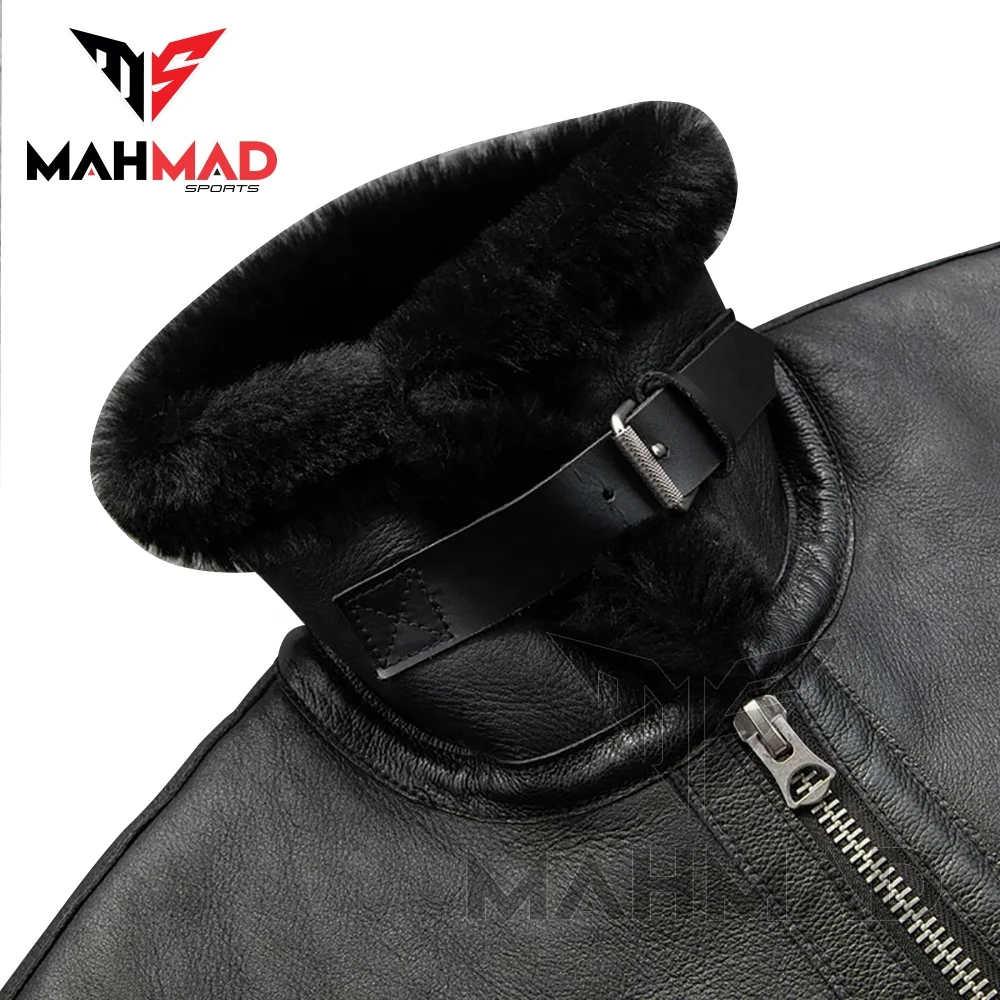 New 2023 Arrival Custom Made Mens Sheepskin Leather Jackets Mens B3 Bomber Aviator Shearling Jacket Fashion Mens Bomber Jackets