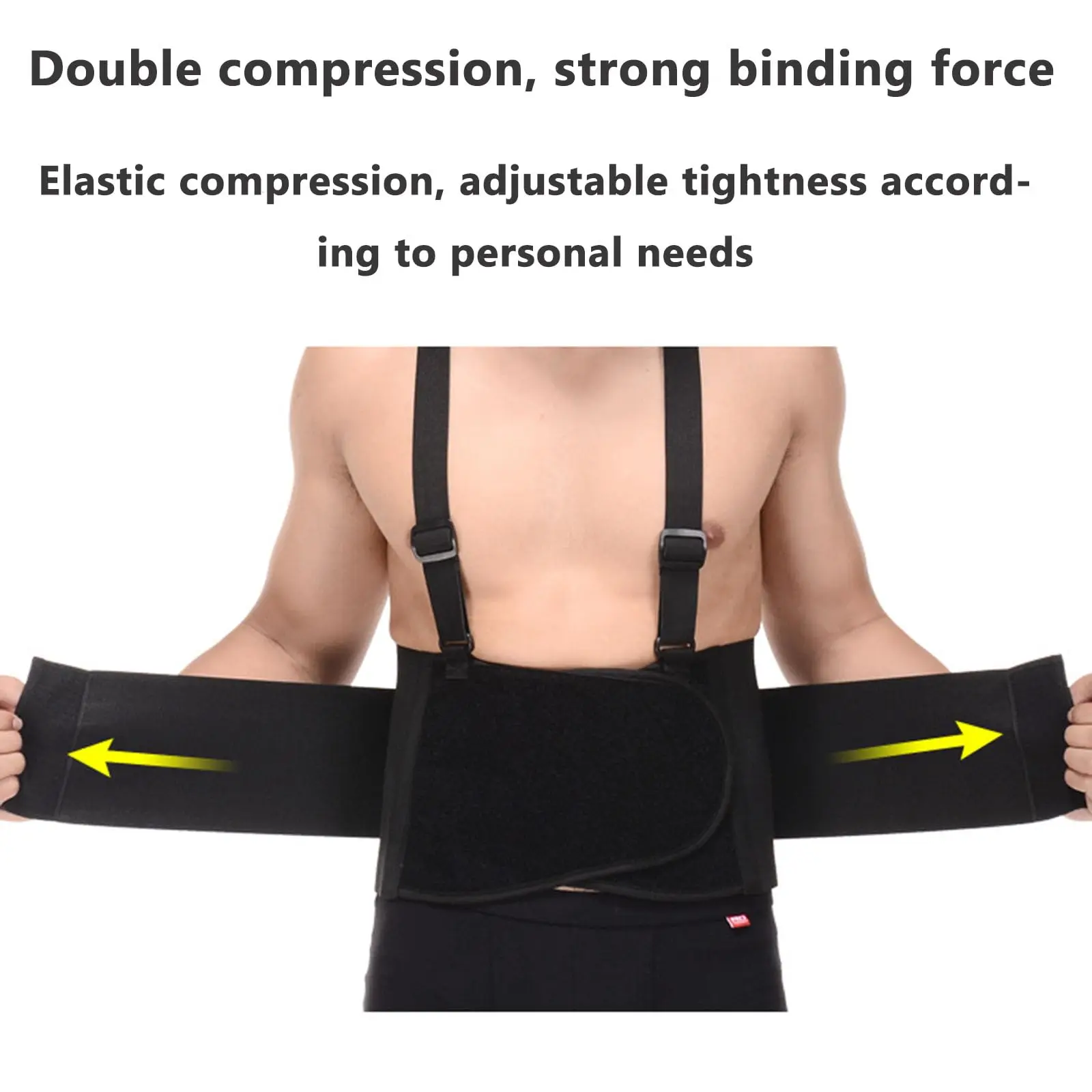 Industrial Work Adjustable Lumbar Support Belt Back Brace Support with Suspenders