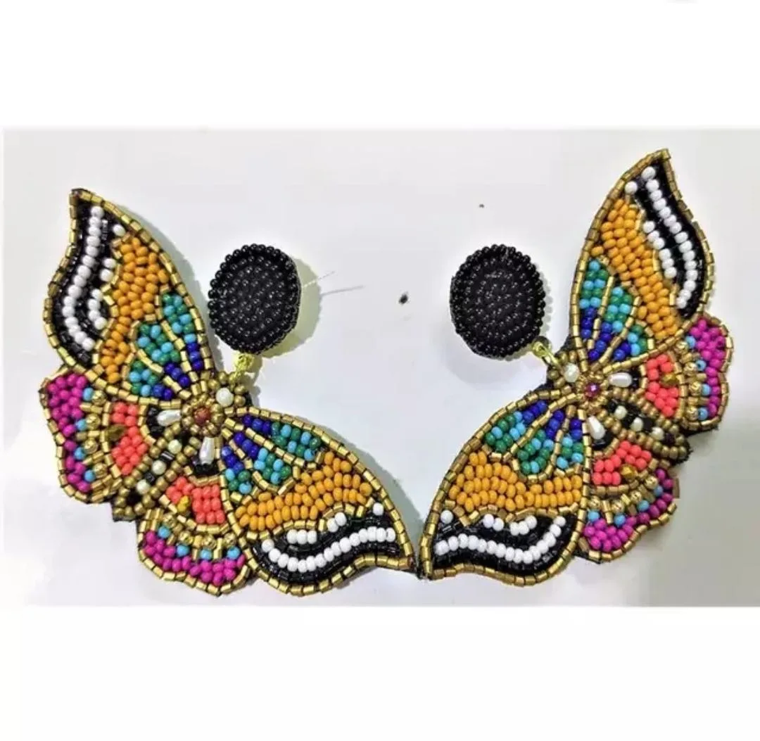 2024 Trending Desgin Multi colour butterfly embroidery design Multi Color Earrings Artificial Jewelry for Women earrings