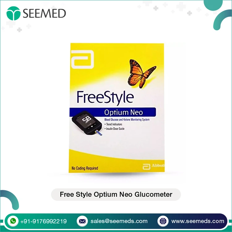 High-contrast LCD Display No Coding Required Blood Sugar Level Test Free Style Optium Neo Glucometer at Best Price