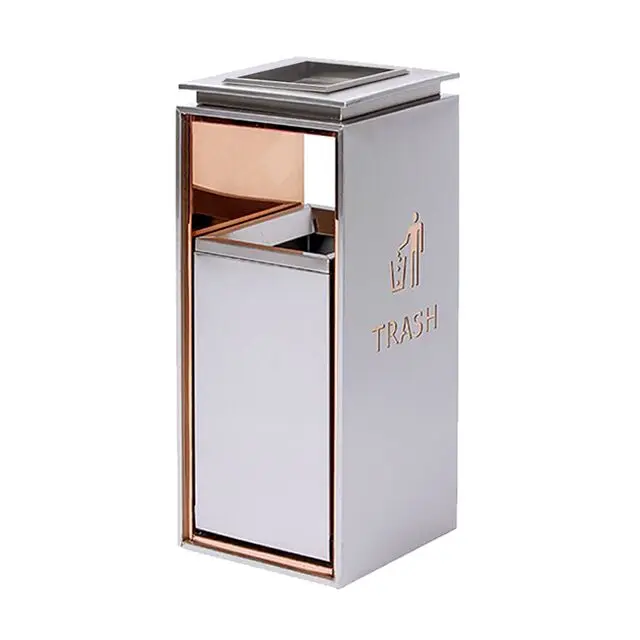Hotel stainless steel slide rail garbage can mall elevator entrance anti-fingerprint custom logo trash can