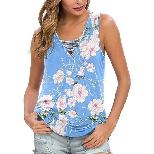 Летний Женский трикотажный топ без рукавов с круглым вырезом