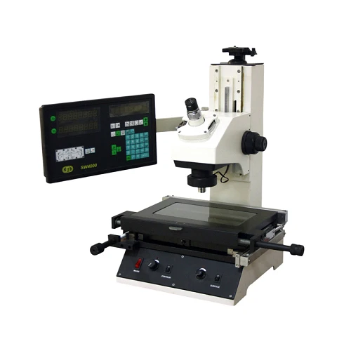 Advanced Toolmaker Microscope with D.R.O. Model RTM-901A Large and Heavy base provided extra overall rigidity to the instrument