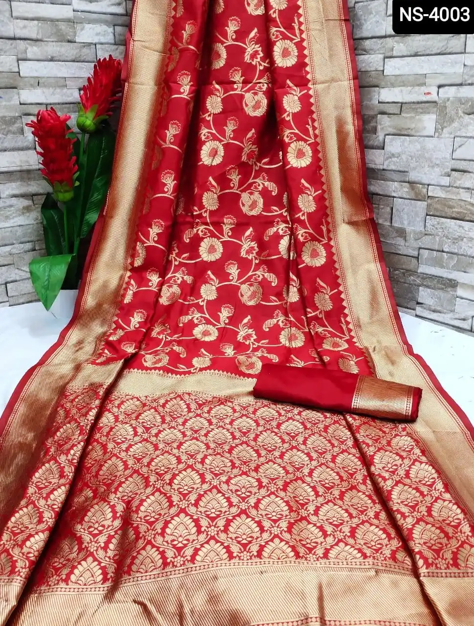 Modern Ethnic Wear Banarasi Silk Saree with Fancy Silk Blouse for Wedding and Festival Wear Sari for Indian and Pakistani Women