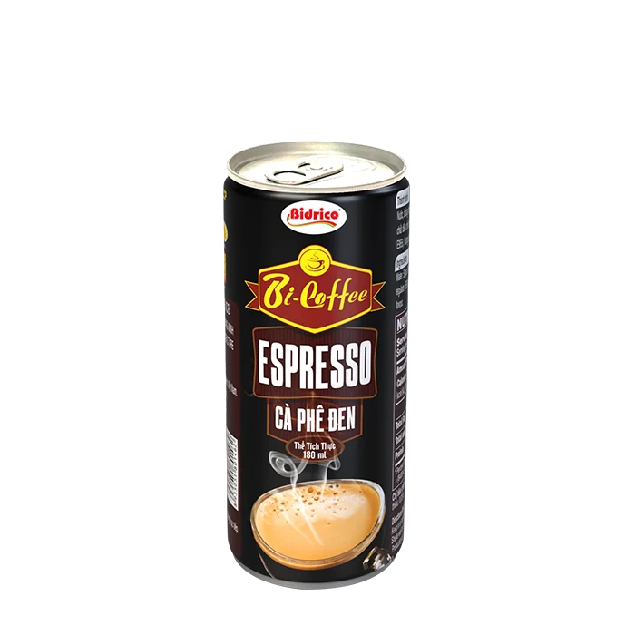 High Quality Bidrico Espresso Black Coffee Iso Haccp Neutral Coffee Can 180ml Instant Coffee From Vietnam Manufacturer Wholesale