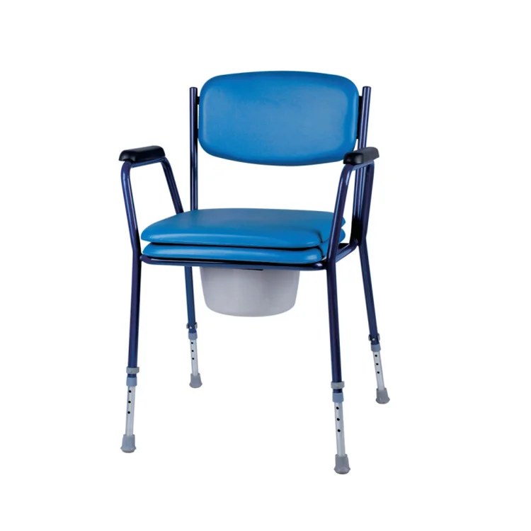 New Hospital Aluminum Alloy and PVC waterproof German Blue Painted Commode Toilet Chair foldable ToiletChairs for Elderly
