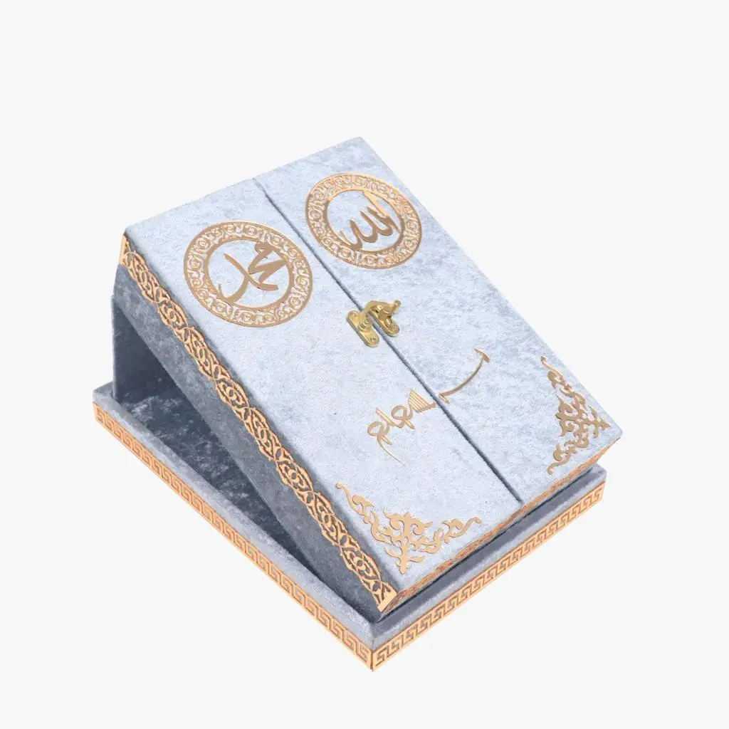 Velvet Covered Islamic Gift Set Box Muslim Prayer Tasbeeh Mohammad Prayer Mat Quran Rosary Qaba Eid Mubarak Ramadan Namaz Quran