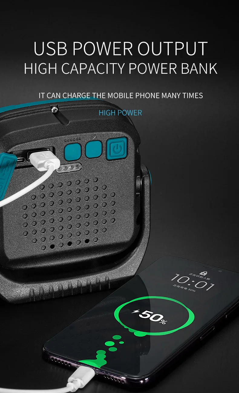 LED Work Light Rechargeable COB 360 Foldable Flood Work Light for Outdoor Camping Emergency Car Repairing and