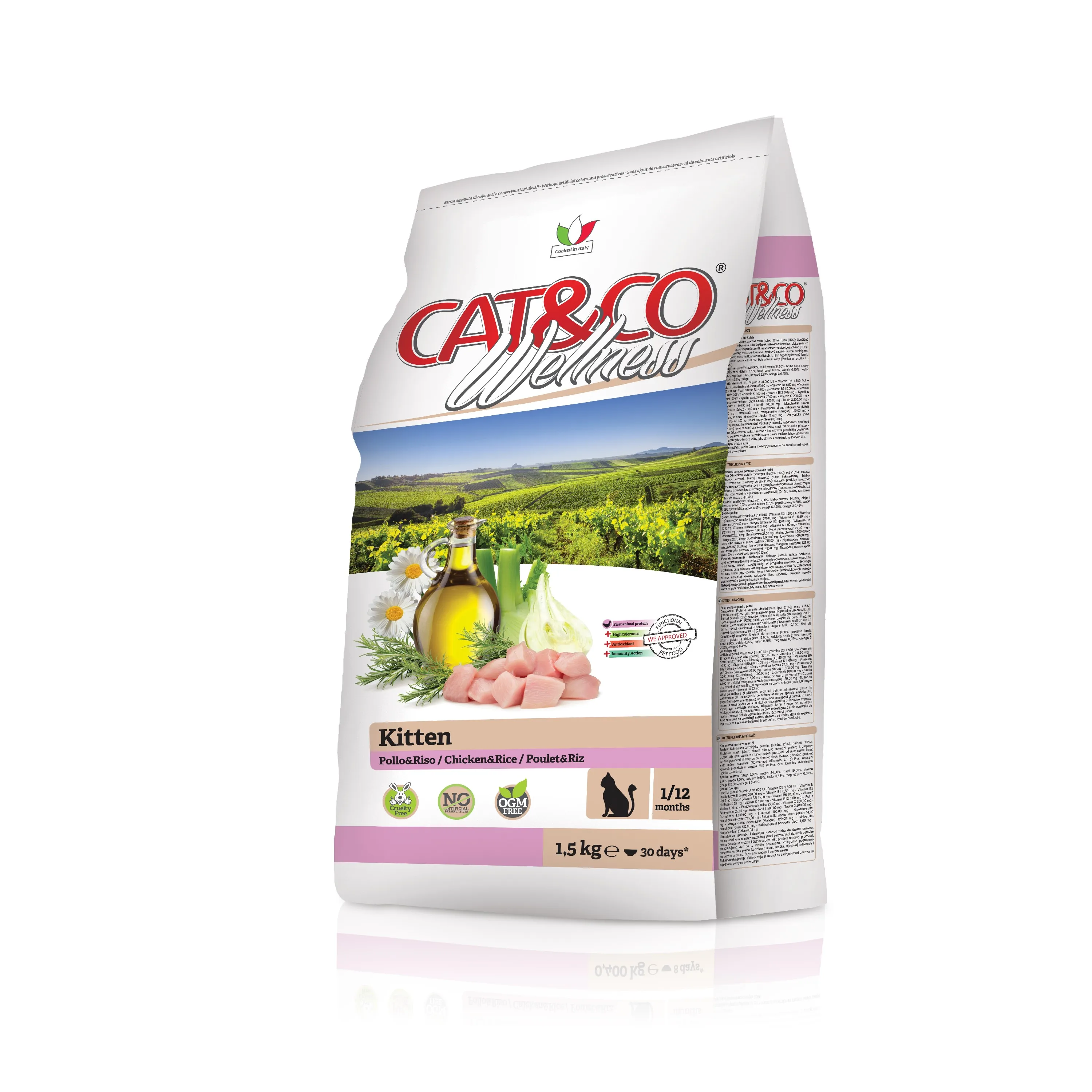 New Arrivals Italian Pet Foods with Low Fat Animal Content for Kitten Food in Bags of 1,5 kg