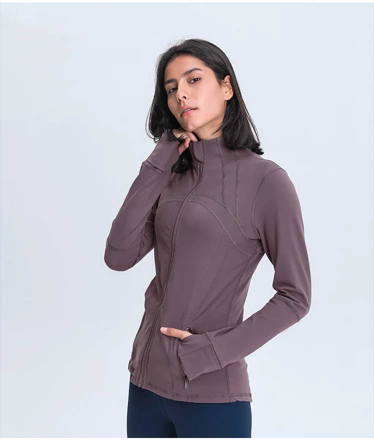 Wholesale Women Sportswear High Quality Spandex Jacket Custom Sports Gym Yoga Wear Workout Women Zip Fitness Jacket