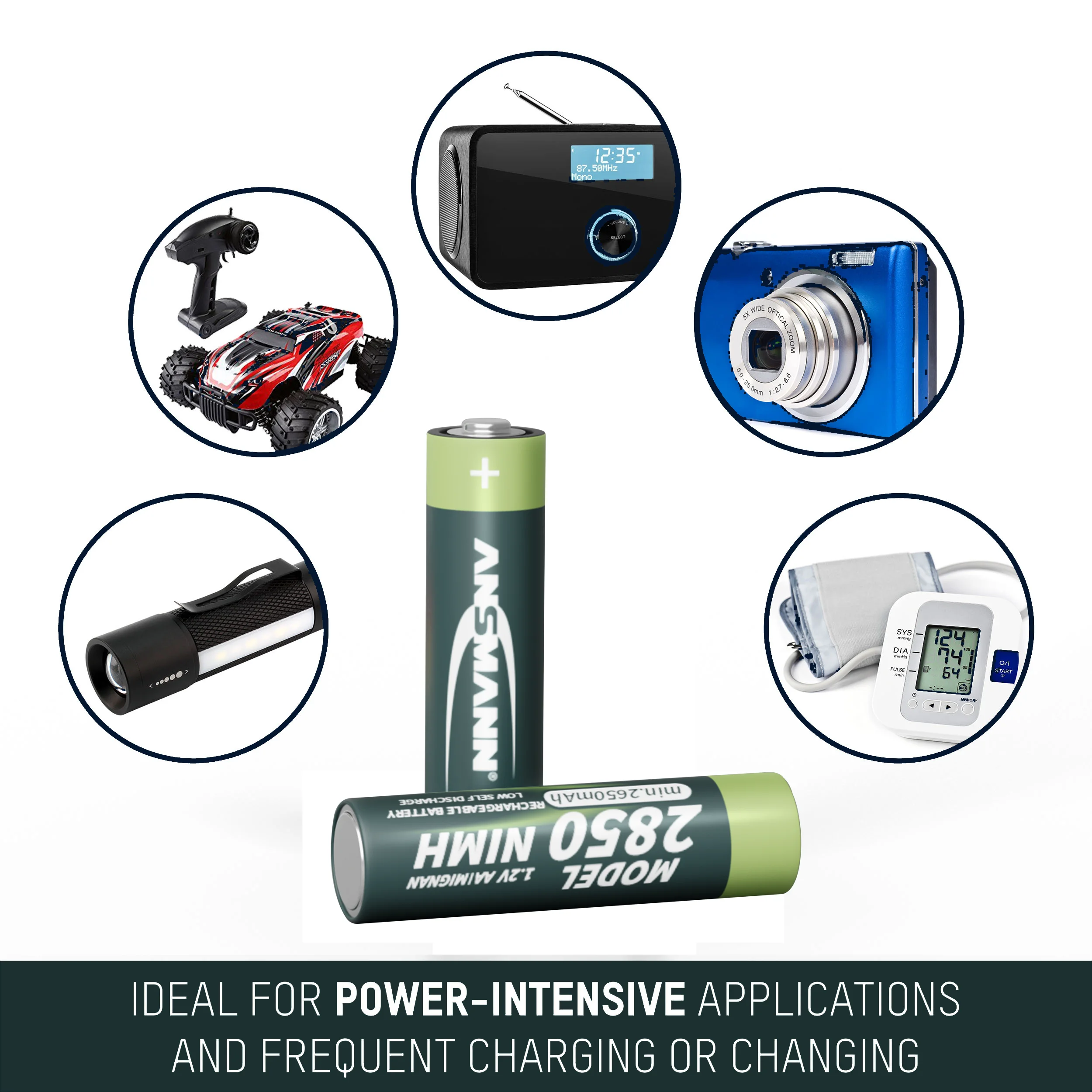 Ansmann premium quality 2pcs pack rechargeable 1.2v nimh battery 2850mAh AA rechargeable battery