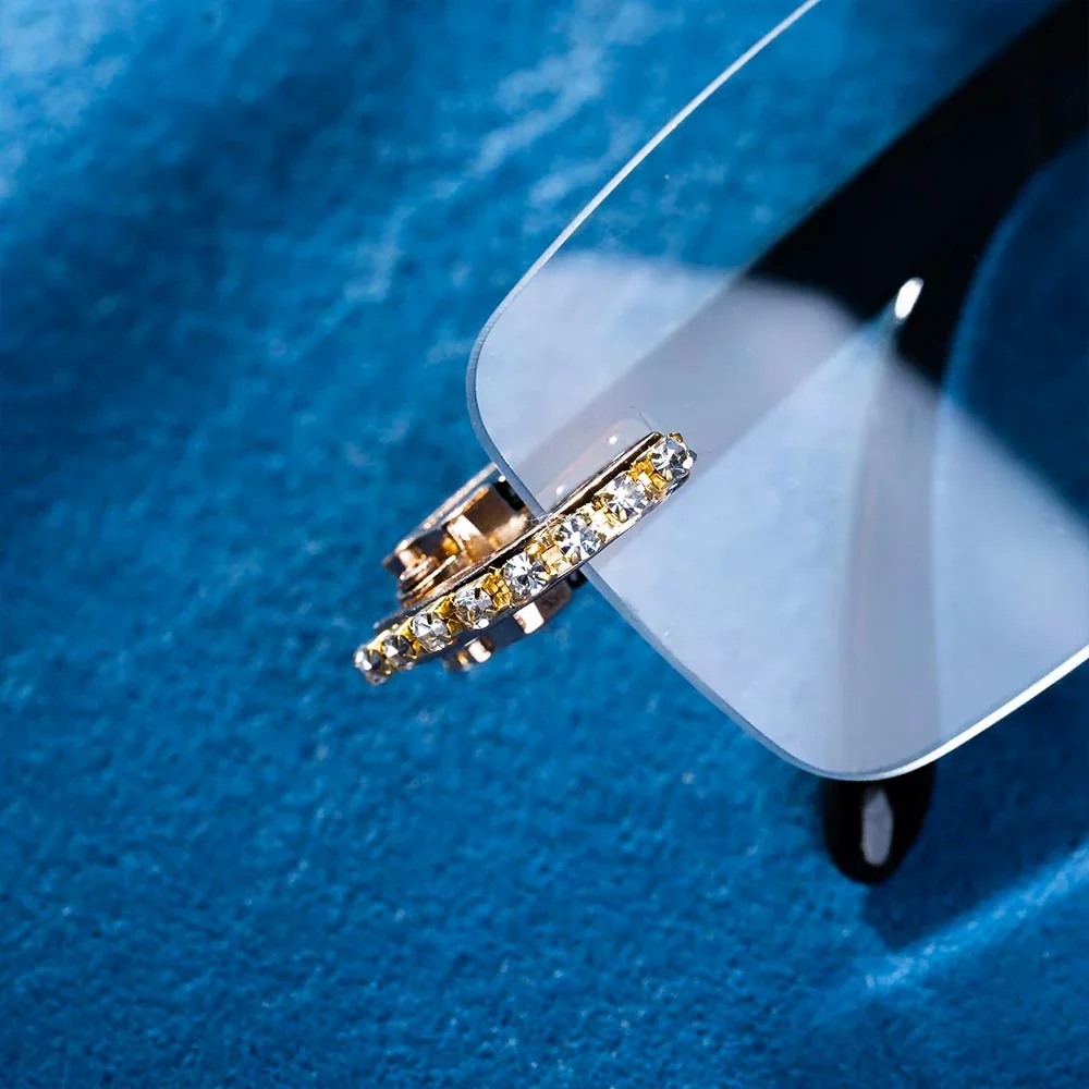 Sunglasses For Moissanite Cut Lab Grown Diamond And Yellow Gold With Black Pvc Frame With Customize Glass look Sunglasses