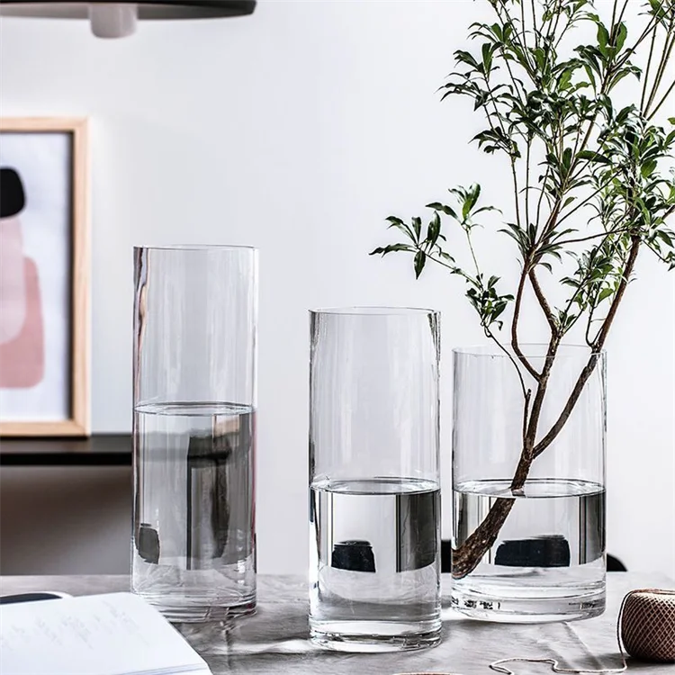 Прозрачная цилиндрическая стеклянная ваза для цветов размером 30 см, 35 см, 40 см, 50 см, 60 см