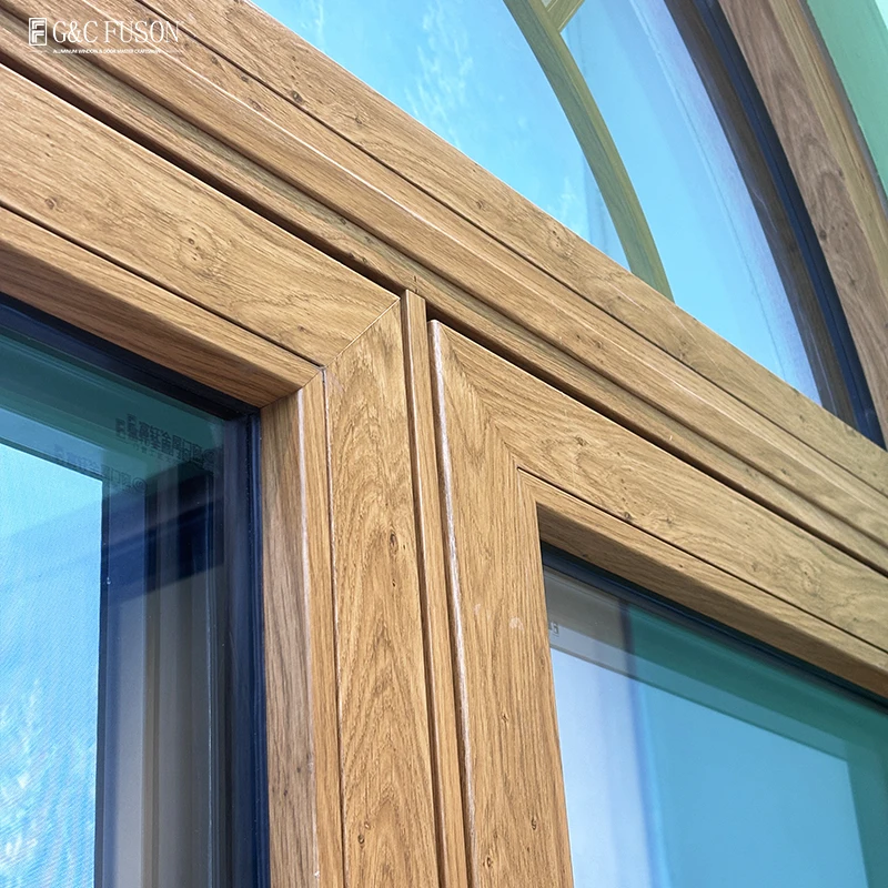Fuson French   Soundproof Double Glass Upvc Sliding Casement Window Acr Window Wooden Grain Window