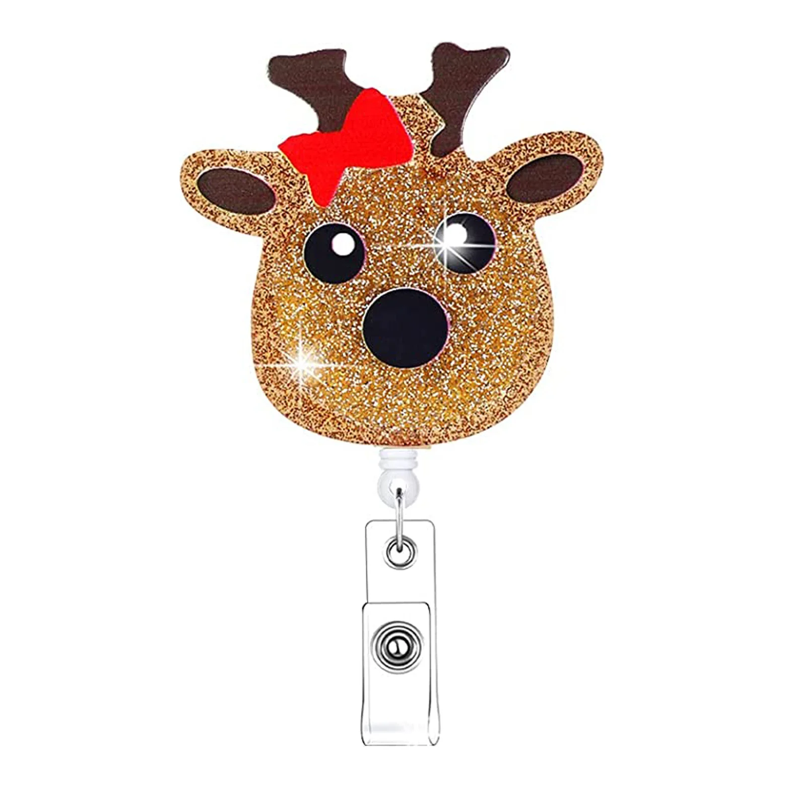 santa claus Christmas tree snowman elk felt stretchable id badge holder accessories name retractable nurse badge reel