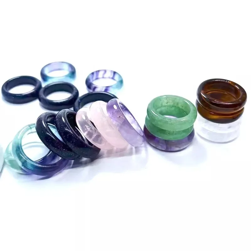 Wholesale Natural Custom Gem Crystals Healing Amethyst Stones of Crystal band ring , amethyst band ring for women & men