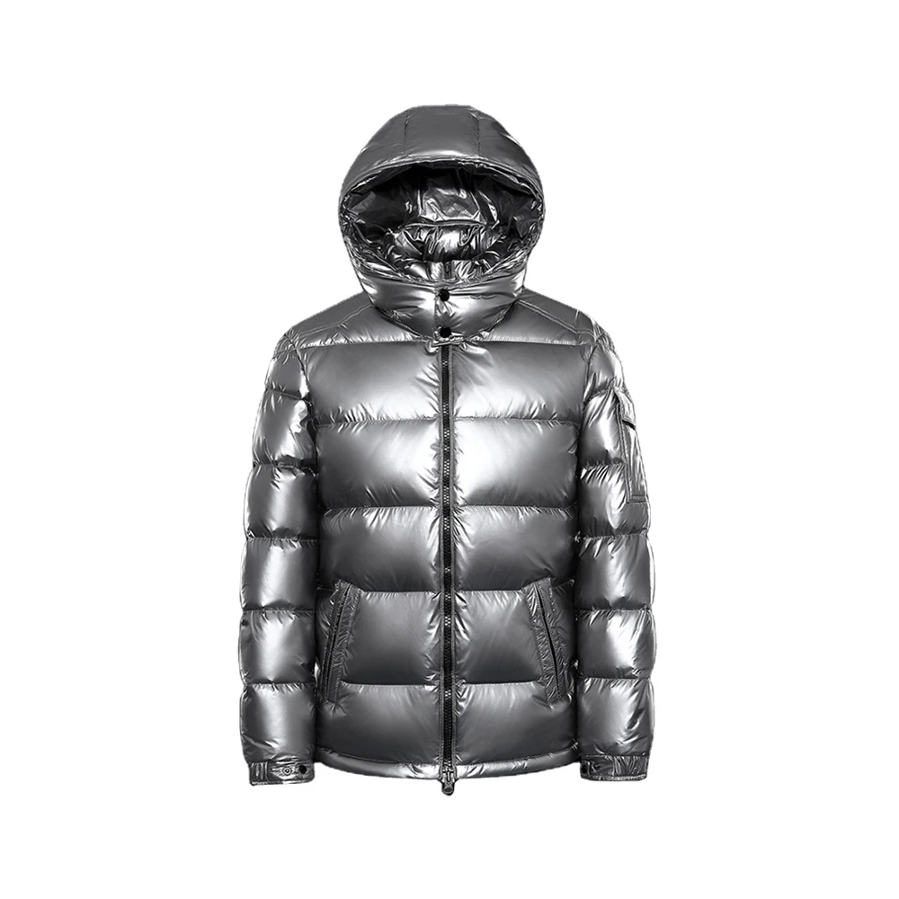 Wholesale OEM Light Warm Custom Logo Chaqueta Nylon Long Black Winter Quilted Jacket Bubble Coat Men Shiny Puffer Jackets